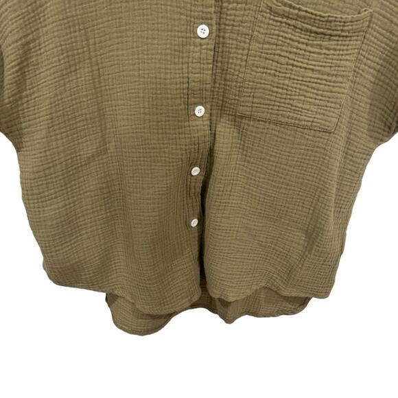 GREATHE Women's Olive Green Cotton Button Down Shirt Size L - Picture 5 of 11
